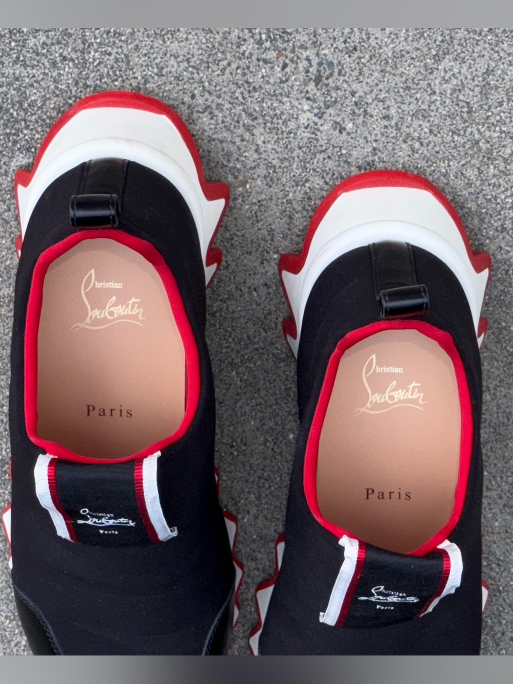 Christian Louboutin Black, Red & White Slip-On TIKETA sneakers - Picture 5 of 6